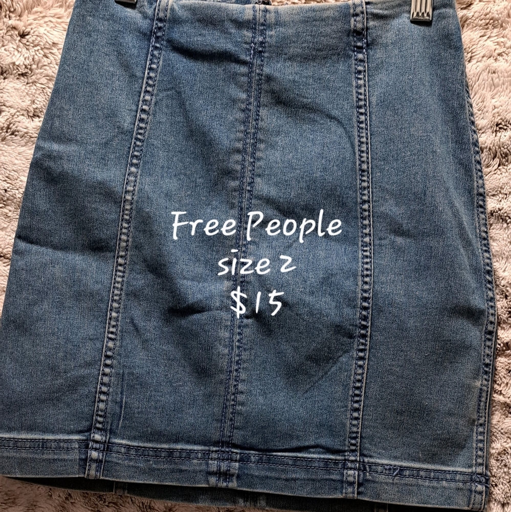 Free People Blue Denim Skirt